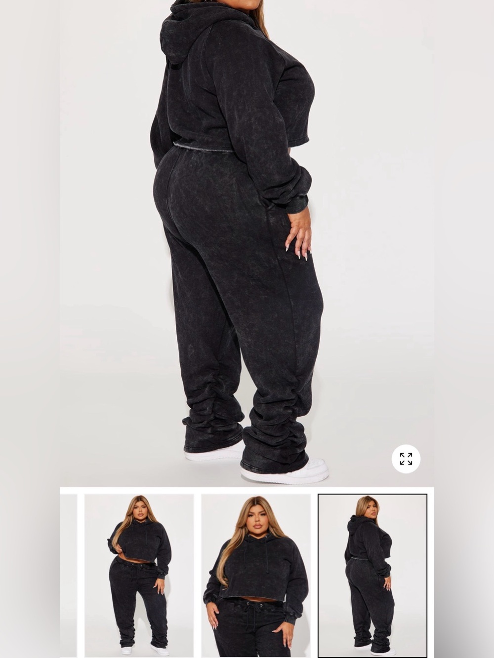 Fashion Nova Washed Black Plus Size Fleece Joggers